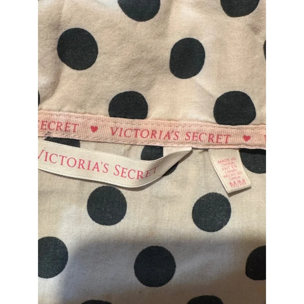 Victoria's Secret Pink Black Polka Dot‎ Pajama Shirt Top M M